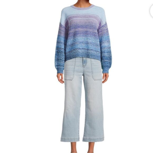 Time and Tru's Shaker Sweatercrewneck Drop-shoulder longsleeves ribbed cuffs - Picture 5 of 7